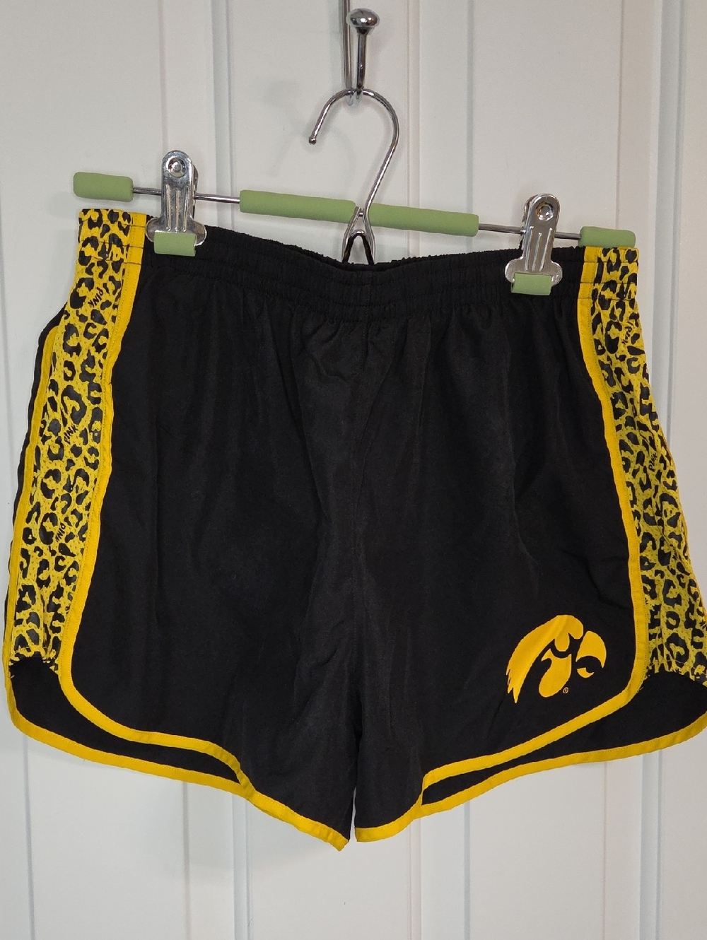 PINK Victoria's Secret Iowa Hawkeye Athletic Shorts with Yellow Leopard Panels